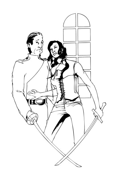 一对年轻夫妇的画像图片下载