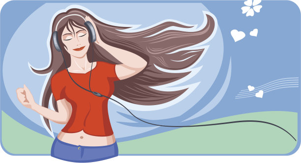 女孩在听音乐图片下载