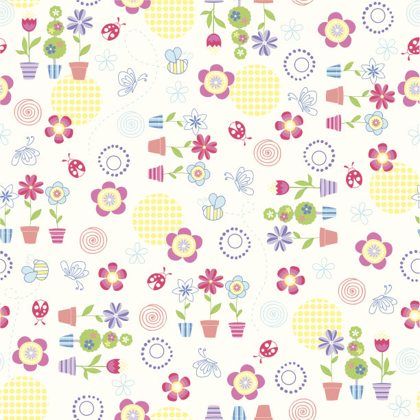 花园无缝重复模式向量图片下载