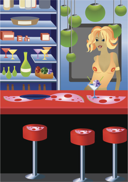 女孩在酒吧工作图片下载