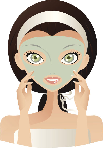 绿色面膜的女人图片下载