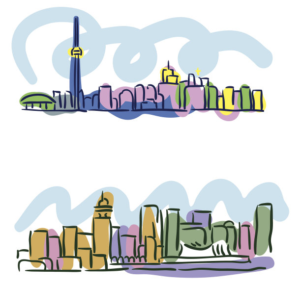 多伦多温哥华城市景观草图图片下载