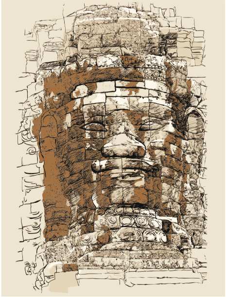 吴哥巴戎寺的雕像图片下载