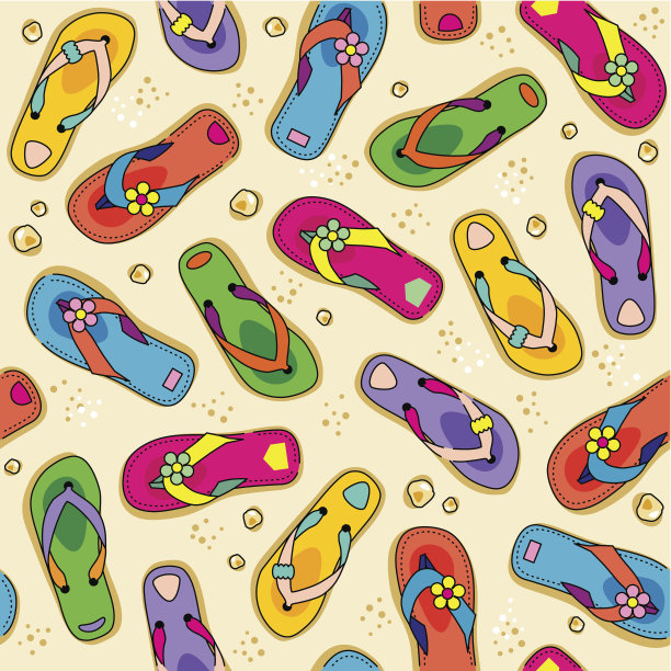 无缝(可重复)人字拖和沙滩沙图案图片下载