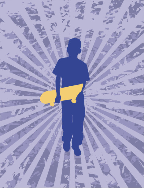 男孩和滑板剪影(矢量和jpeg)图片下载