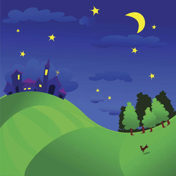 村庄和森林在晚上图片下载