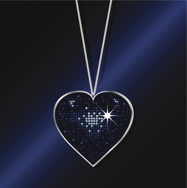 蓝/黑心形吊坠图片下载