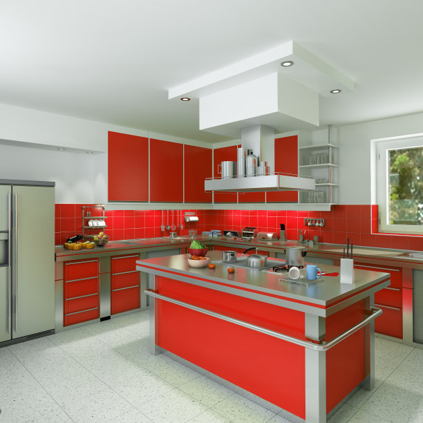红色的厨房图片下载