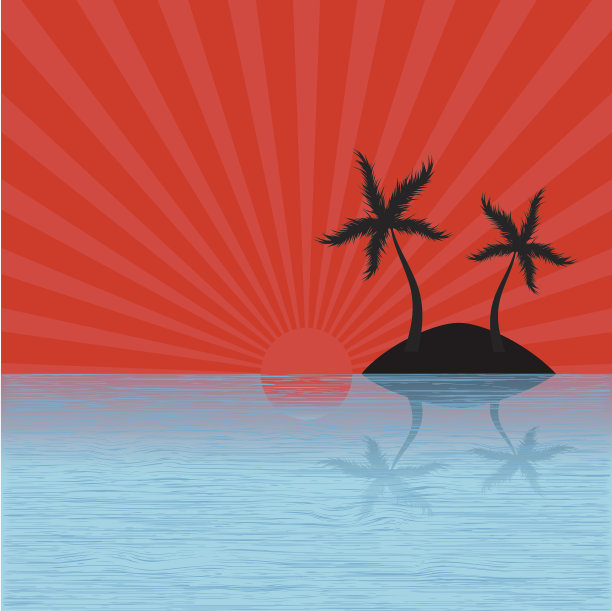 岛屿上的日落素材图片