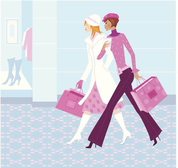 两个女孩购物素材图片