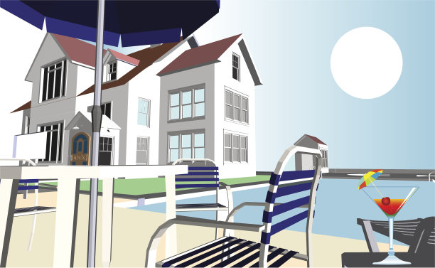 泳池边的鸡尾酒图片下载