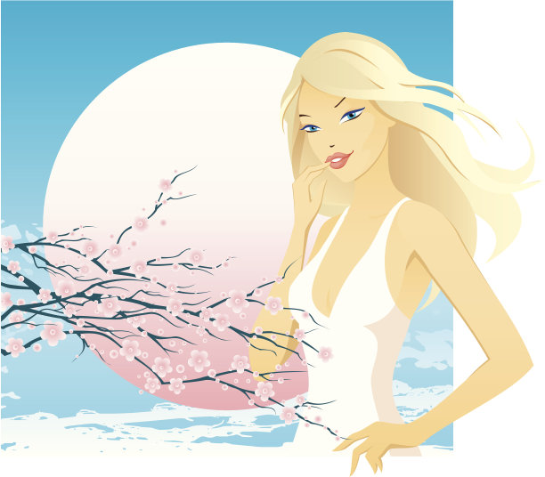 有樱桃小枝的女人图片下载