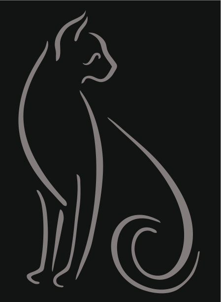 灰猫线条艺术图片下载
