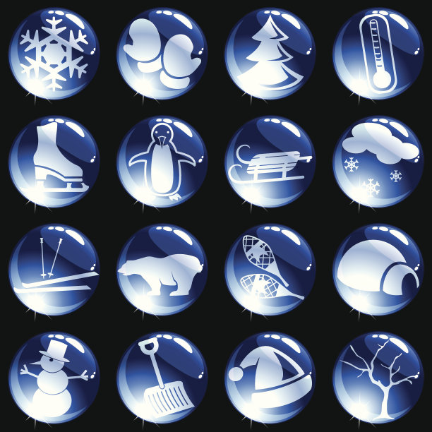 高光泽的冬季主题按钮图片下载