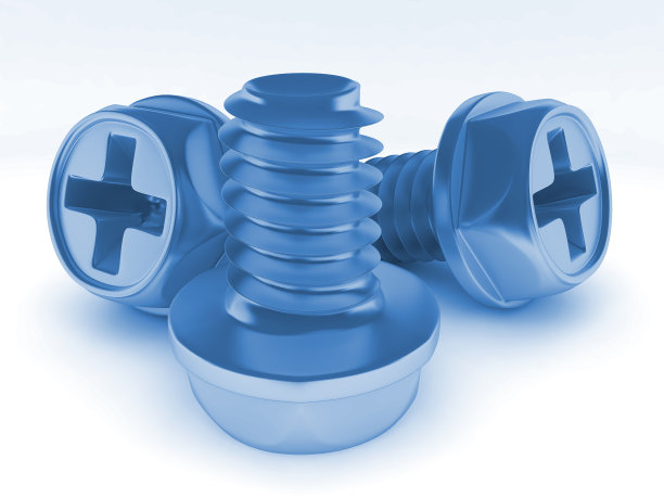 蓝色金属螺栓图片下载