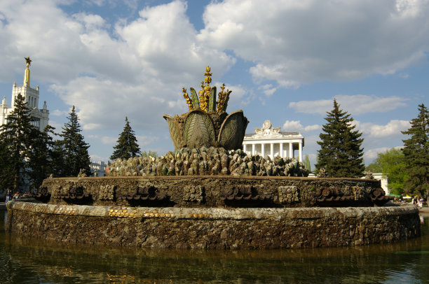 喷泉“石花”，VVC，莫斯科，俄罗斯图片下载