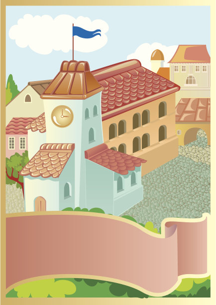 美丽小镇的广场图片下载