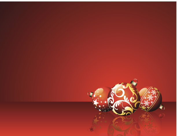 红色玻璃球圣诞插图图片下载