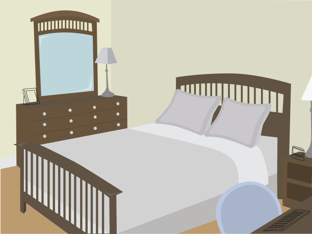 卧室的角度与程式化的对象图片下载