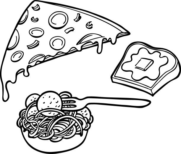 意大利面、披萨、大蒜面包生产线艺术图片下载