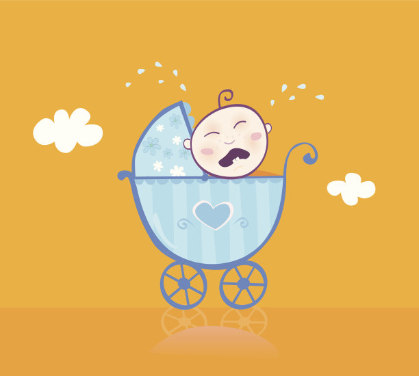 小男孩在婴儿车里哭图片下载