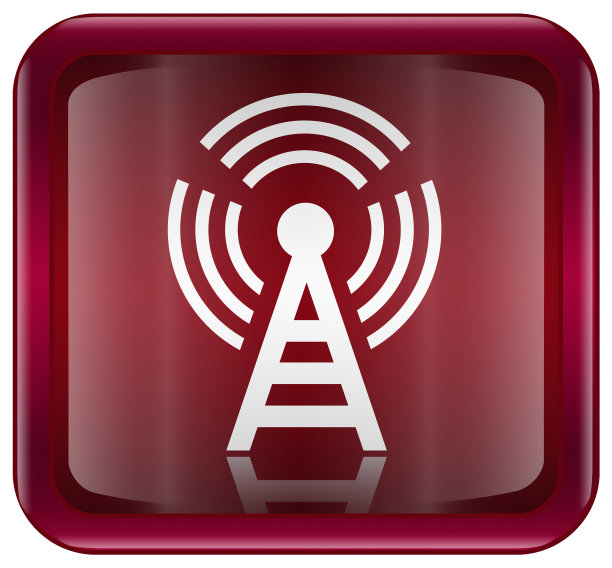 WI-FI塔图标为红色，孤立在白色背景上图片下载