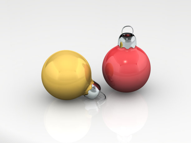 红色和金色的圣诞球图片下载