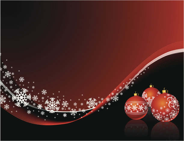 红色的球和雪花的圣诞插图图片下载