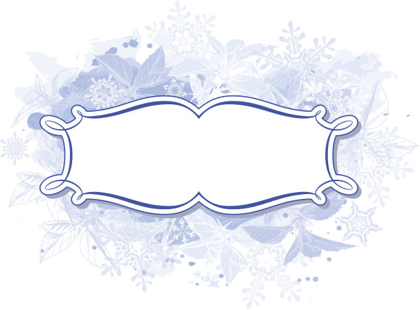 复古相框、芙蓉花和雪花素材图片