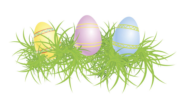 草中鸡蛋的插图图片下载