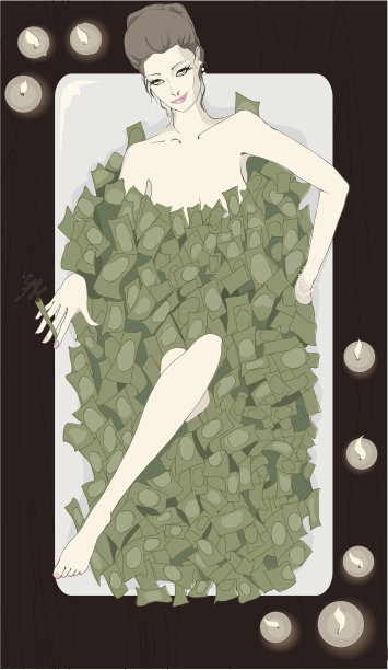 这位时髦的女士正在洗钱澡图片下载