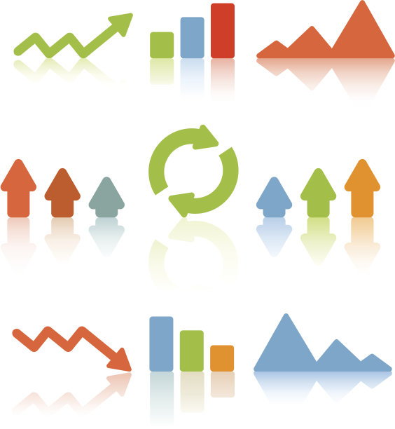 白色背景上的九个不同的商业图标图片下载