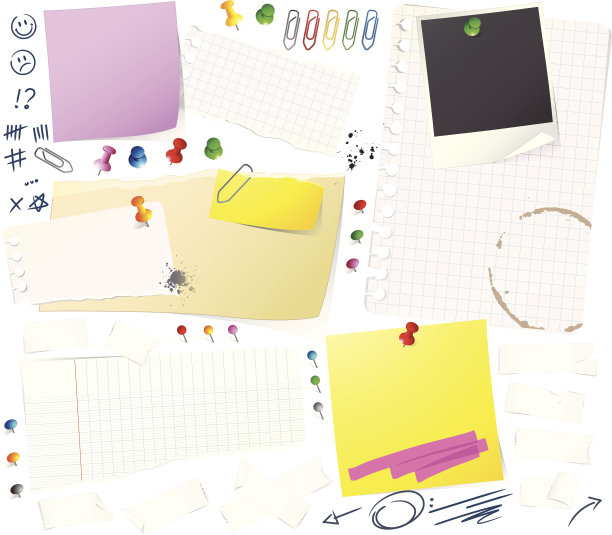 笔记、文件和图钉图片下载