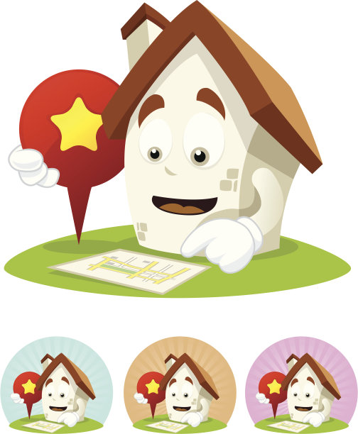 屋卡通吉祥物-方向图片下载