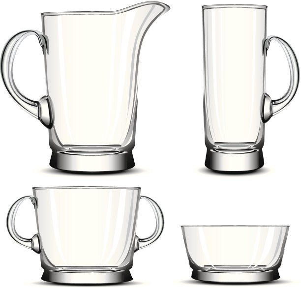 四种玻璃器皿的组合图片下载