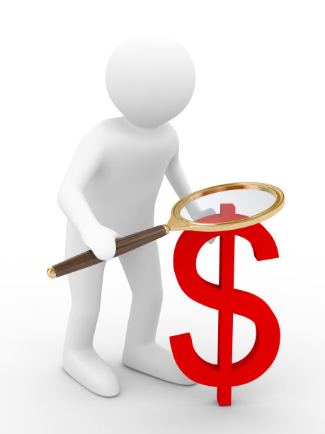 白色背景上拿着放大镜的男人。孤立的三维图像图片下载