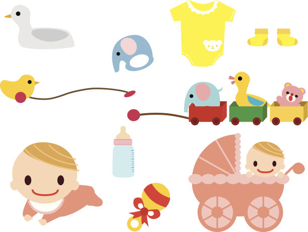 婴儿玩具婴儿车摇铃奶瓶衣服便盆图片下载