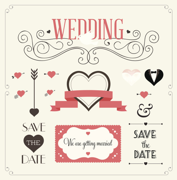 矢量婚礼设计元素图片下载