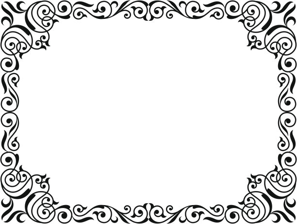 书法书法，卷曲的巴洛克画框黑色图片下载
