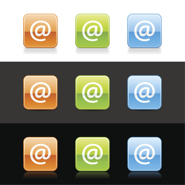 在标志方块图标橙色绿色蓝色按钮阴影反射图片下载