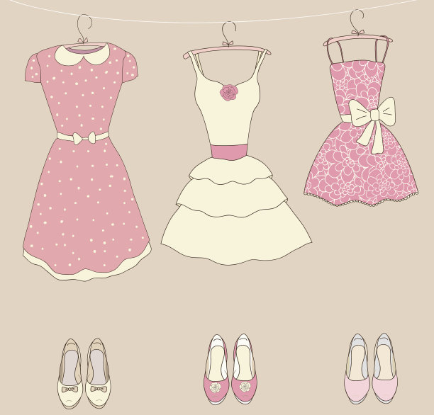 可爱的裙子和鞋子矢量插图图片下载