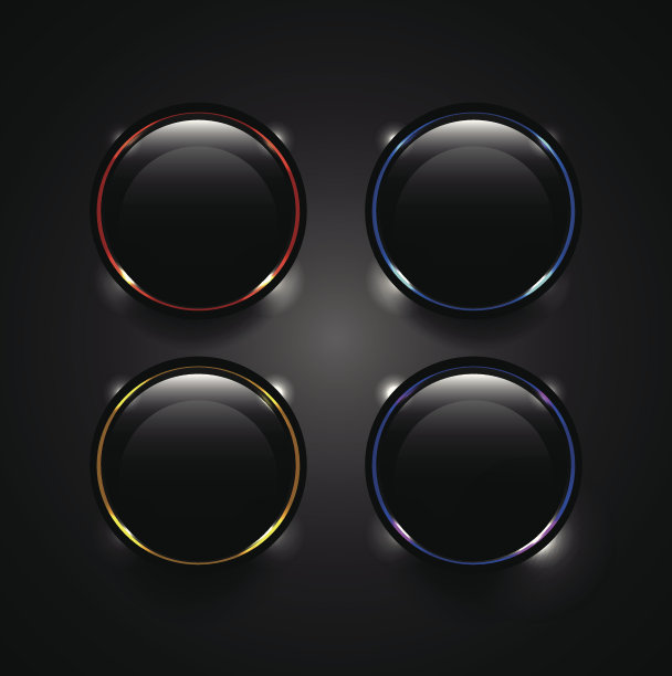 矢量黑色发光按钮图片下载