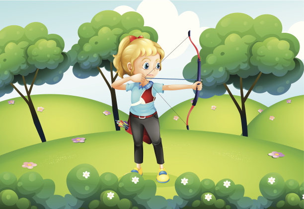 山顶上有个带着弓箭手的女孩图片下载