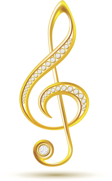 镶钻石的金色高音谱号图片下载