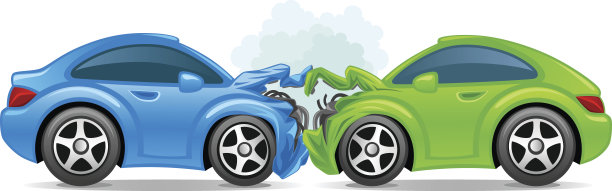 两辆因事故而损坏的跑车的插图图片下载