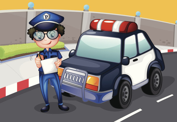 警察和他的警车图片下载