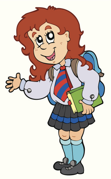穿着校服的卡通女孩图片下载