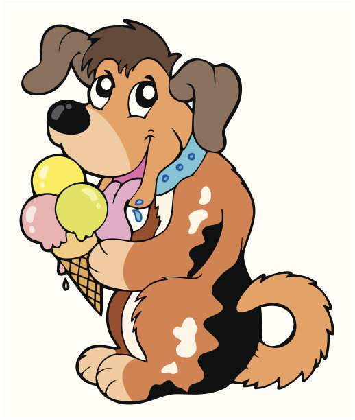 卡通狗吃冰淇淋图片下载