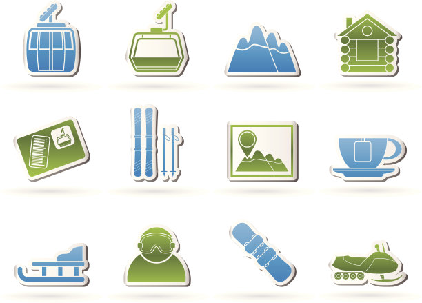 滑雪跑道和运动图标图片下载