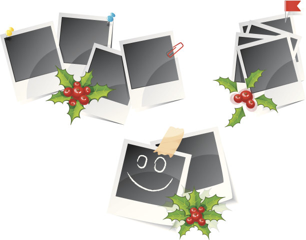 圣诞相框与冬青图片下载